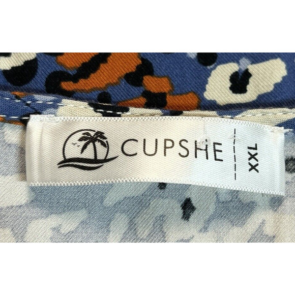 Cupshe Blue Orange Leopard Print Midi Dress Swim Cover Up XXL Keyhole Be… - Picture 6 of 11